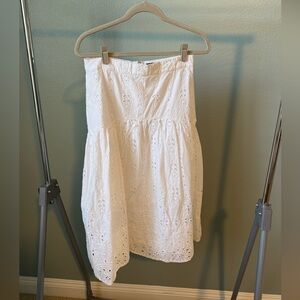 Ann Taylor White Eyelet Midi Skirt